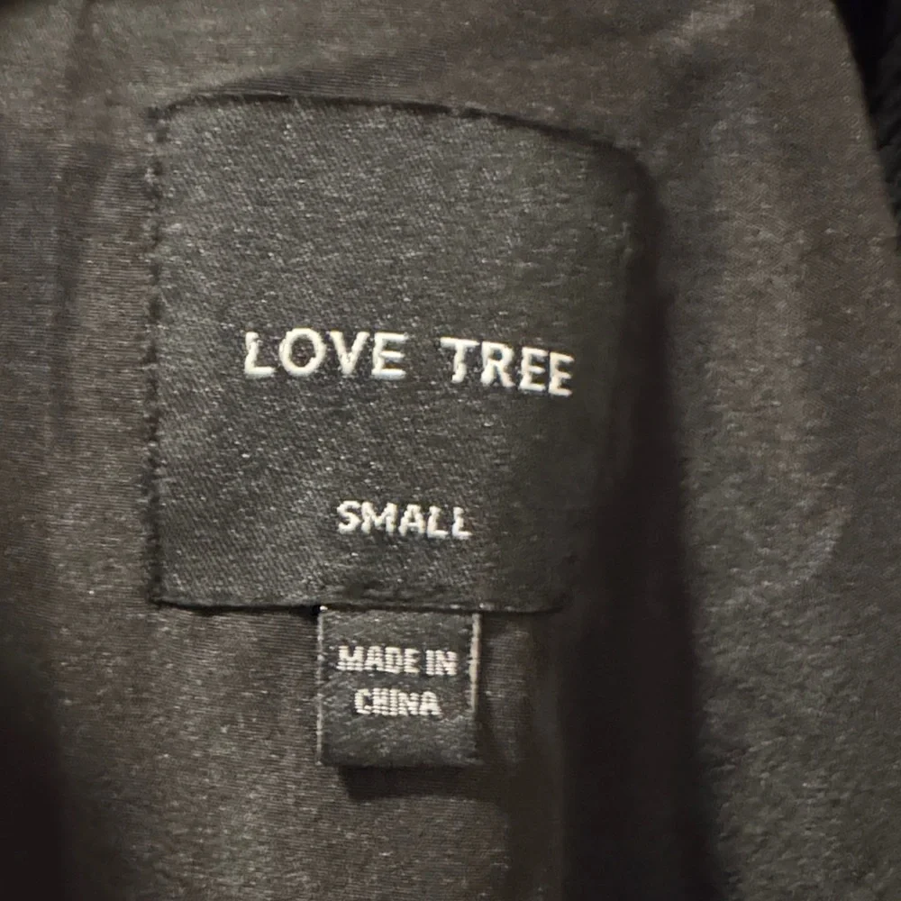 Love Tree Black & White Varsity Jacket B letterman snap closure bomber cropped S - Picture 8 of 12